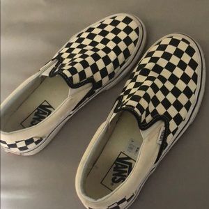 Checkered slip on vans